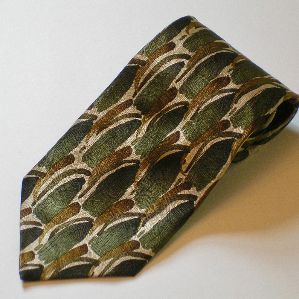 MEN'S TIE BY J GARCIA OLIVE/BROWN "IN THE PARK"
